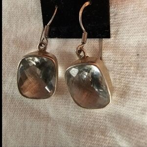 Vintage pair of‎ sterling silver and green amethyst earrings